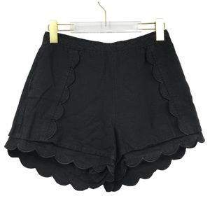 C/Meo Collective Duplicate Shorts S Scalloped High Rise Back Zip Pockets Black